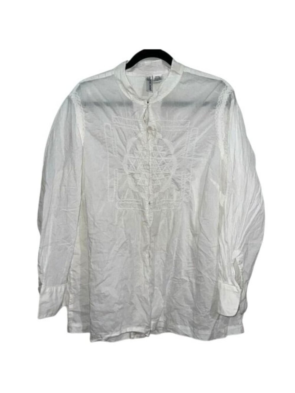 Newport News Womens White Embroidered Cotton Shirt 2X